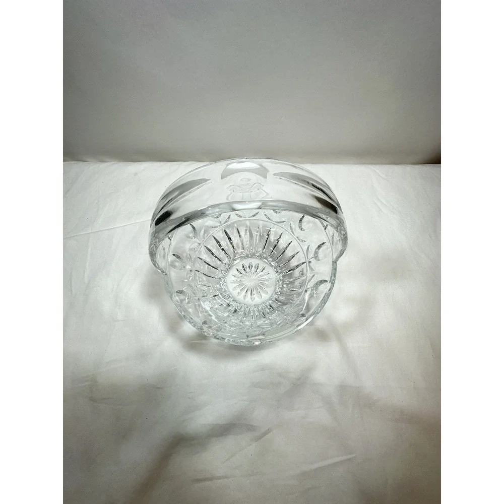 Block Crystal Cut Lead Handled‎ Small Decorative Basket